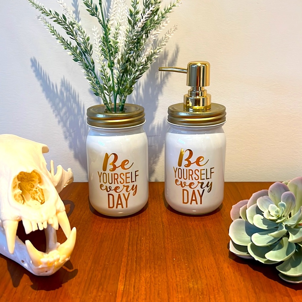 MASON JAR soap dispenser & toothbrush holder + FREE bamboo toothbrush